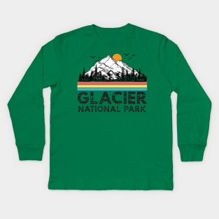 Vintage Retro Glacier National Park Montana Gifts Kids Long Sleeve T-Shirt